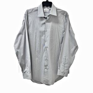 Calvin Klein “The Cloud” Slim Fit Gray Striped Dress Shirt Size 16-32/33 NWT